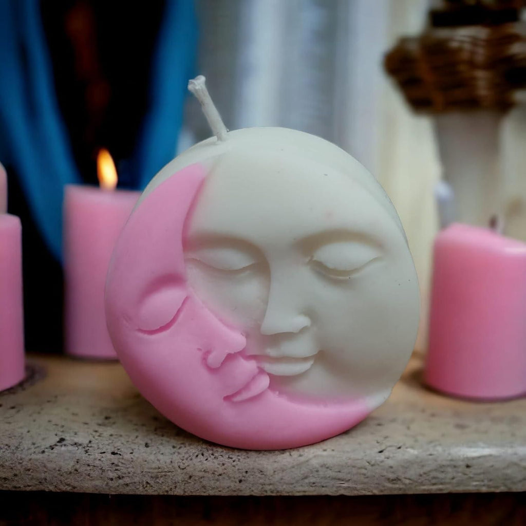 2 Pcs Sun Moon Double Shade Design Hand Poured Pure Soy Wax Scented Candle